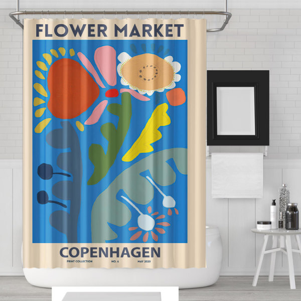 Fresh ins duschdraperi 180x180cm med krok vattentät Copenhagen Copenhagen