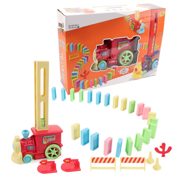 80st Elektriska Domino Tåg Blocks DIY Automatiska läggning Leksaker Set Barn Educational Toyred