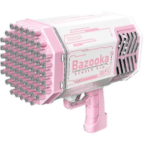 Bubble Gun Rocket 69 hål såpbubblor maskingevär form automatisk blåsare med lätta leksaker kompatibel med barn Pomperos barndagspresent Pink