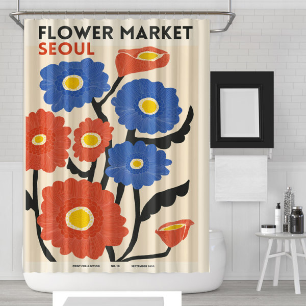Fresh ins duschdraperi 180x180cm med krok vattentät Seoul Seoul