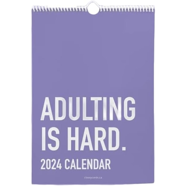 2024 Vuxna är tuffa kalender, Inspirerande månatlig väggkalender, 2024 Vuxna är inte lätta kalender (1 st)