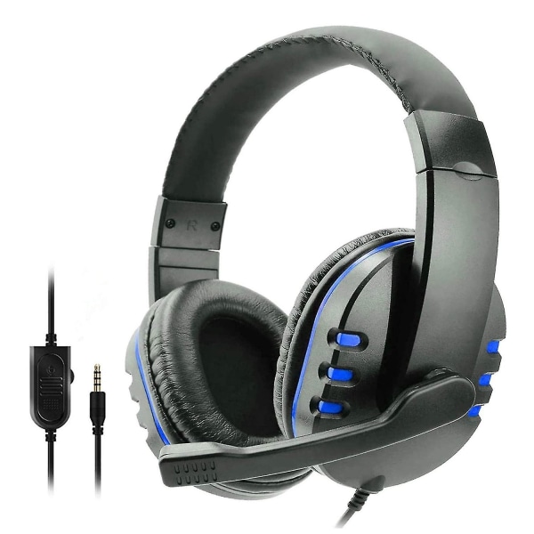 Trådbundna hörlurar med mikrofon Bärbar telefon Stereoljud Gaming Datorheadset för PS5 PS4 Blå