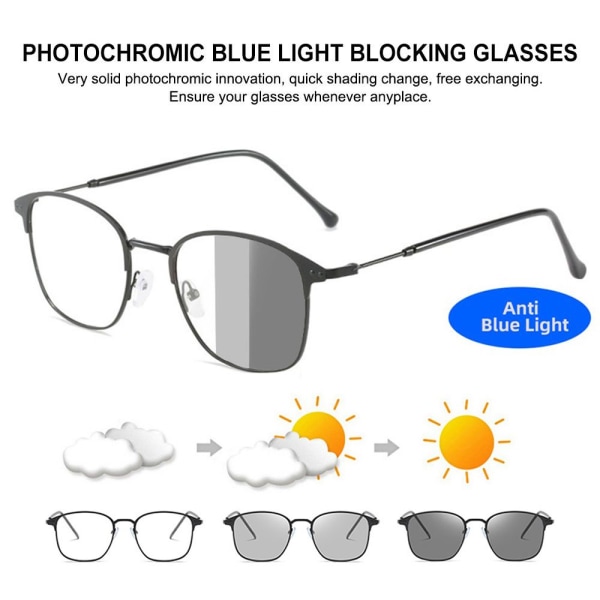 Fotokromatiska solglasögon Blå ljusblockerande glasögon Black Black