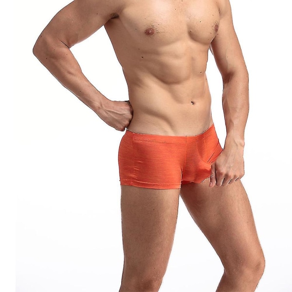 Män Low Rise bomull Boxer Trunks Underkläder Trosor Orange Red M
