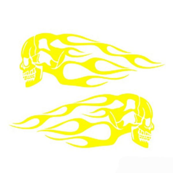 3D Bränsletankklistermärken Flame Skulls Dekaler GUL GUL yellow