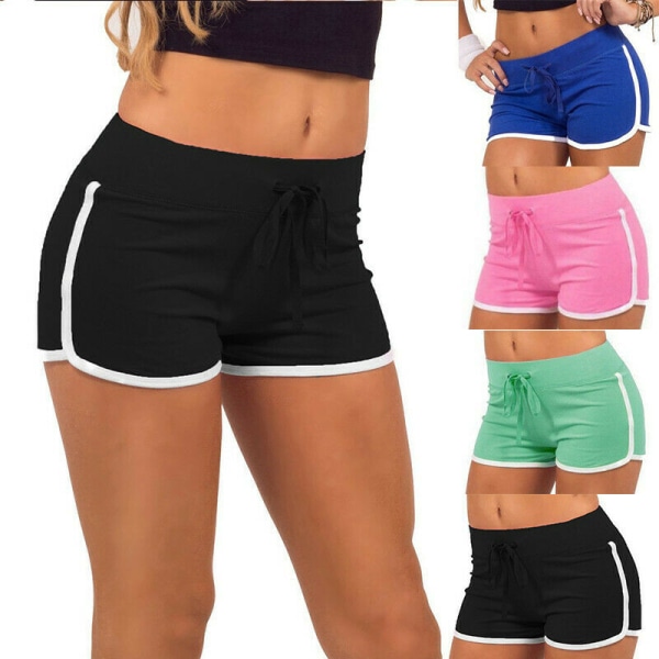 Dam Dambyxor Gym Yoga Mini Shorts Randig Dance Sport Fit Black XL