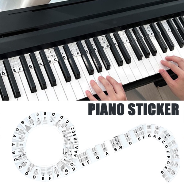 88 tangenter Silikon Piano Keyboard Noteetiketter Stickers Biginner Black and white