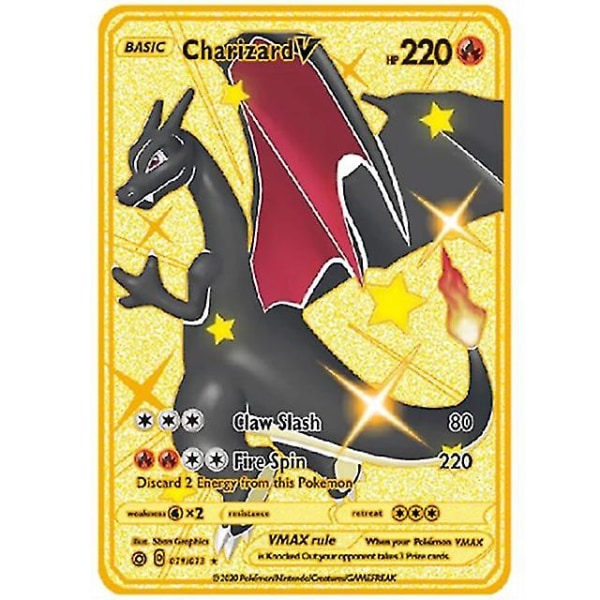 Kort Guld Metall Vmax Energikort Charizard Pikachu Rare y10 y10