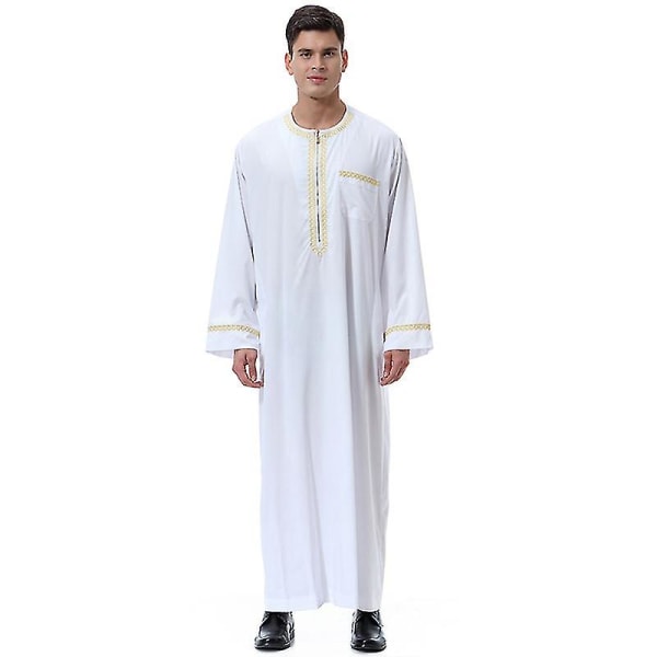 Herr Mu Kaftan Robe Dubai Tunika Top Blus Thobe Kläder White L White L