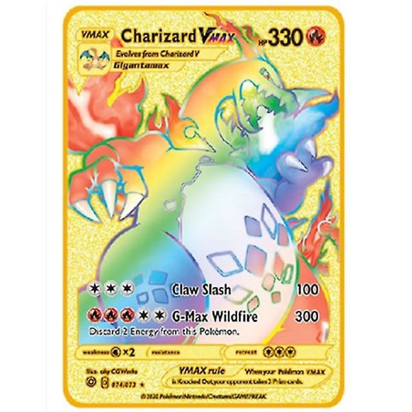 Kort Guld Metall Vmax Energikort Charizard Pikachu Rare y18