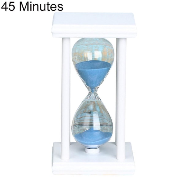 Farfi 45/60min Trä Sand Klocka Sandglas Timglas Timer Kök Skola Heminredning White Blue 45 Minutes White Blue 45 Minutes