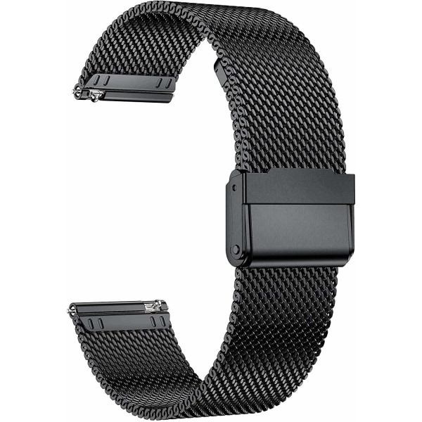 22 mm watch Quick Release i rostfritt stål svart loop kompatibel för Samsung Galaxy Watch 3 45 mm HUAWEI GT2 46 mm watch (22 mm, svart)