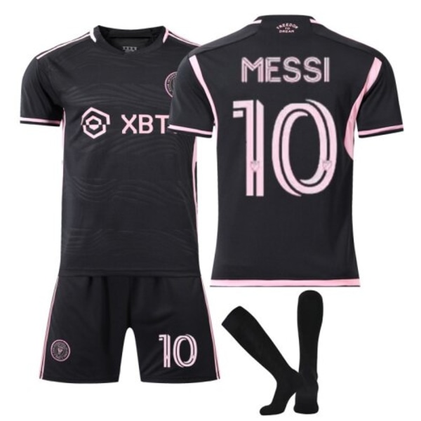 Säsongen 2023-2024 Inter Miami Vuxen Barn Messi #10 Football Kit Strip Jersey träningsoverall T-shirt Shorts away game XL