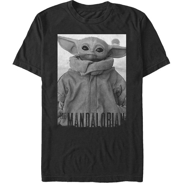 Star Wars The Mandalorian The Child Svartvit porträtt T-shirt XXXL XXXL