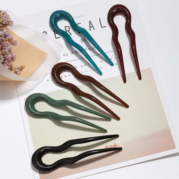 5 st hårgaffel plast fransk stil chignon hårnålar våg hår gaffel pinnar för kvinnor tjejer damer