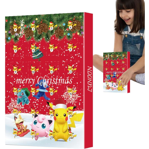 Pokemon2024 juladventskalender för barn, (uppgraderad version) 24 presentbitar - slumpmässig stil (blindbox), adventskalender för barn Red A
