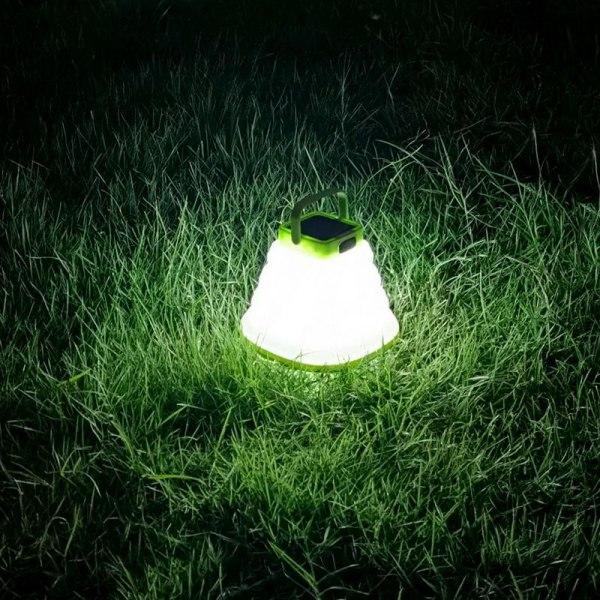 Hopfällbar lykta solcellslampa campinglampa Grön Grön