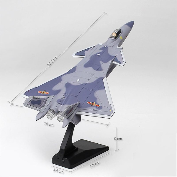 Flygflygplan Modell J-20 Legering Fighter Ljud och Ljus Dra tillbaka Militär metall modellkollektion Barngåvor F J20 sky gray