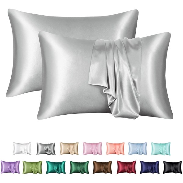 Silk Satin Örngott 2-pack (utan fyllmedel) light grey 50X75cm