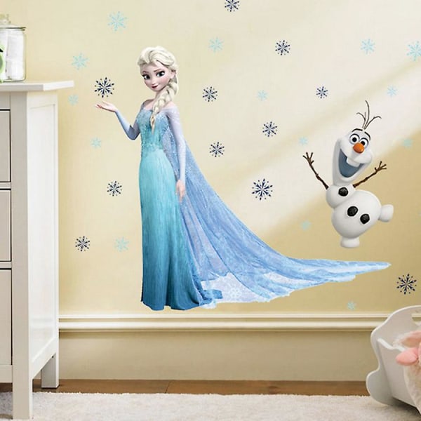 Tecknad DIY Frozen Princess Elsa Anna väggdekor flicka barnrum bakgrundsdekoration ZY1433