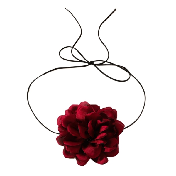 Vintage Oversized Flower Choker Halsband Långt band Krage Choker Temperament Halsband Smycken Nyckelbenskedja Halsband Wine red Wine red