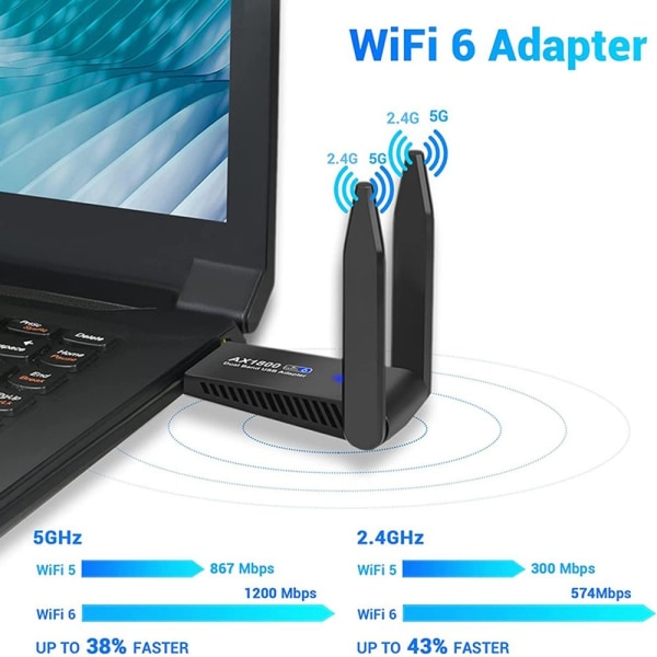 WIFI 6 Adapter Netværkskort 1800Mbps