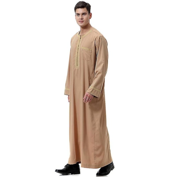 Herr Mu Kaftan Robe Dubai Tunika Top Blus Thobe Kläder Camel M Camel M