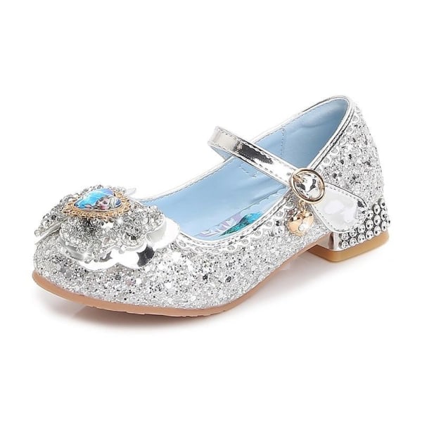 elsa prinsess skor barn flicka med paljetter silverfärgad 15.5cm / size23