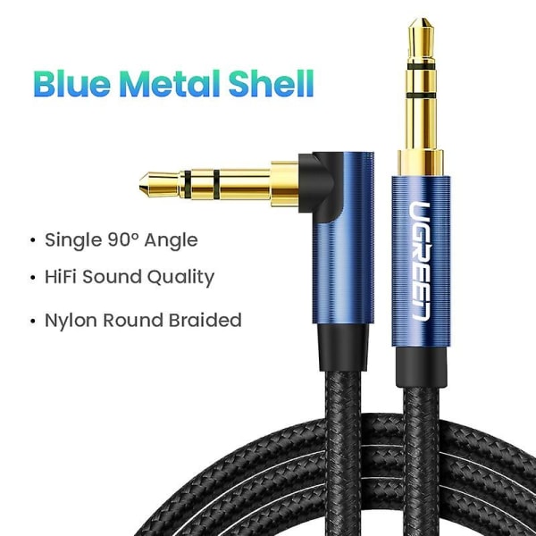 Aux-kabel högtalarkabel 3,5 mm ljudkabel för bilhörlursljud 3,5 mm jack högtalare för samsung xiaomi kabel aux 3,5 mm Blue metal shell