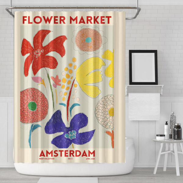 Fresh ins duschdraperi 180x180cm med krok vattentät Amsterdam Amsterdam