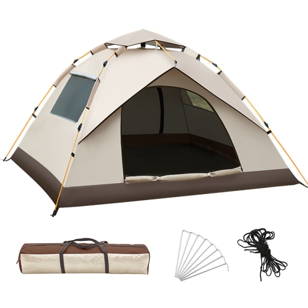Utomhus vattentätt tält stort utrymme campingtält helautomatiskt bärbart campingtillbehör Double-one door and one window