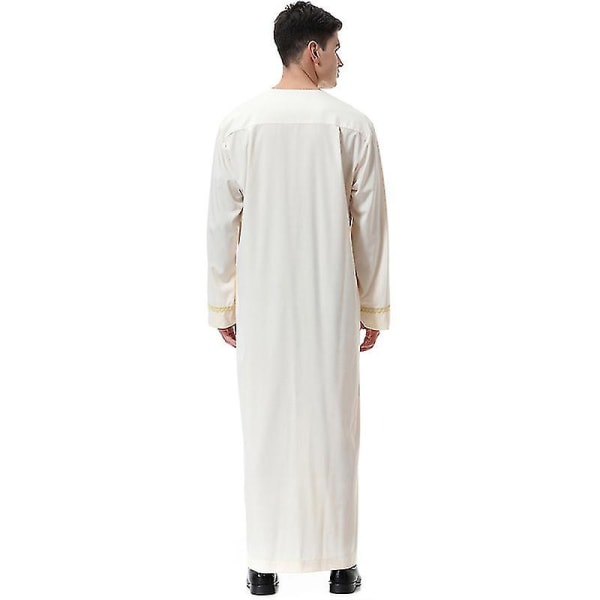 Herr Mu Kaftan Robe Dubai Tunika Top Blus Thobe Kläder Beige L Beige L