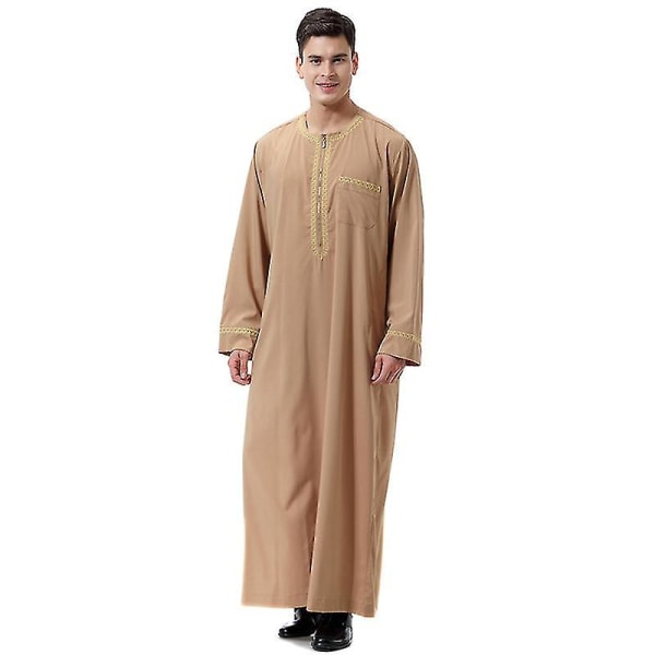 Herr Mu Kaftan Robe Dubai Tunika Top Blus Thobe Kläder Camel 3XL Camel 3XL