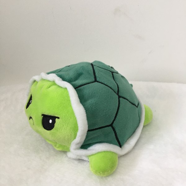 Original Vändbar Turtle Plysch | Happy Green Flash + Angry Green | Visa ditt humör utan ett ord15cm