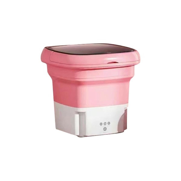Bärbar minitvättmaskin Liten tygtvätt för lägenheter Vikbar Camping Reser Rosa E Pink
