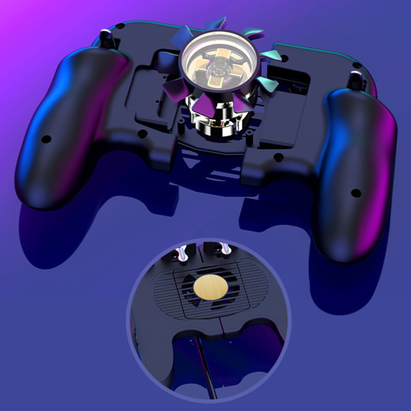 H9 Game Controller Six-Finger Joystick Game Pad Handtag Trigger för PUBG Mobile Game med Radiator Fire Button Controller Black Black