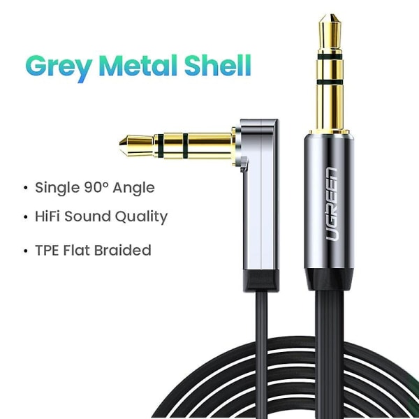Aux-kabel högtalarkabel 3,5 mm ljudkabel för bilhörlursljud 3,5 mm jack högtalare för samsung xiaomi kabel aux 3,5 mm Grey metal shell