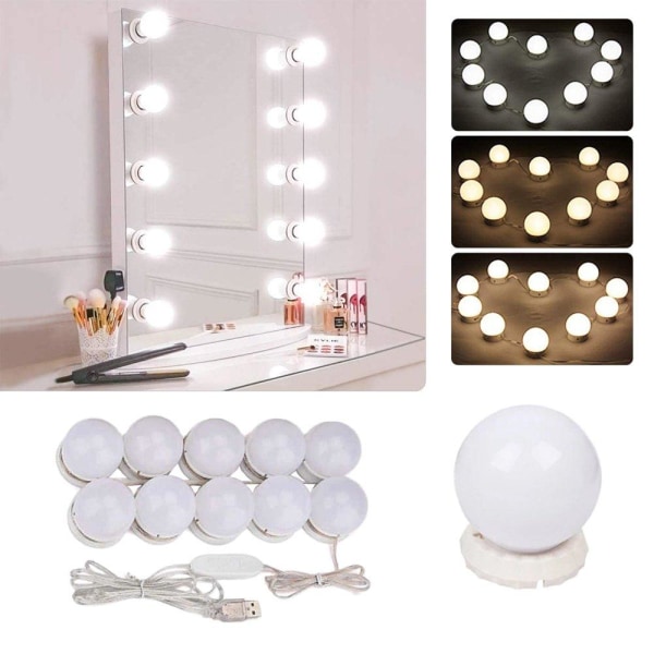 Hollywood Sminkspegel Spegel LED Ljuskit&hälsa och skönhet white
