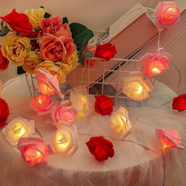 9,8 Ft 20 LED Rose Flower String Light