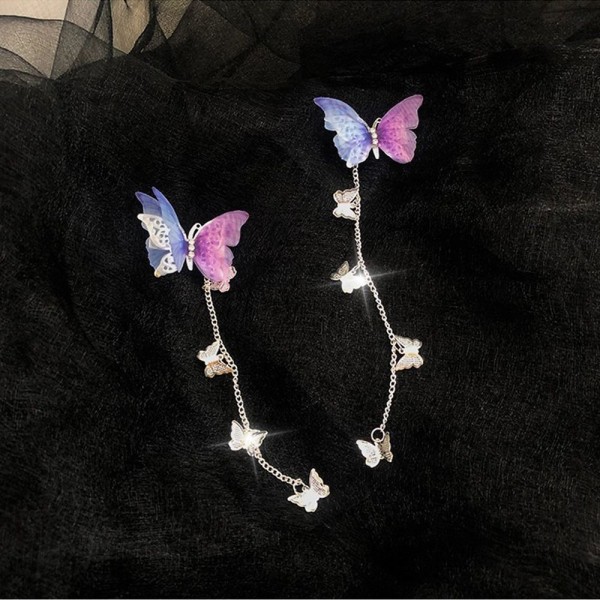 1 par Butterfly Hairpin Tofs Hårklämma LILA&BLÅ purple&blue