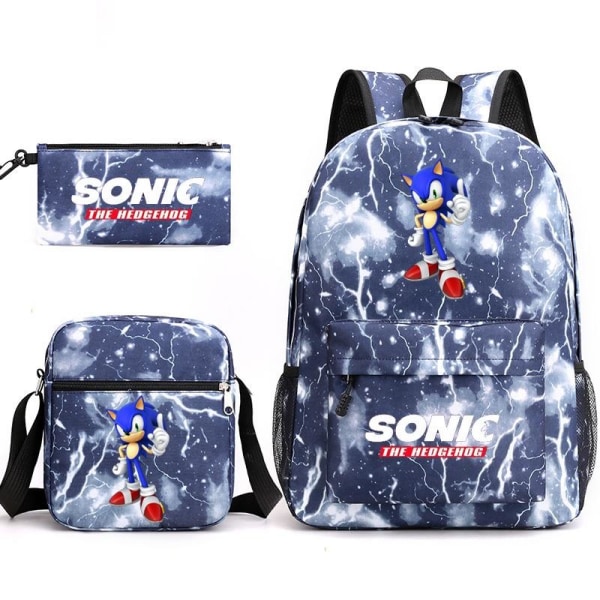Sonic ryggsäck pennfodral axelremsväskor pack (3st) blixt blå 3