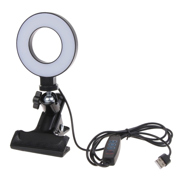 Dimbar LED Selfie Ring Light med Clip USB Lampa Fotografering Ringlight