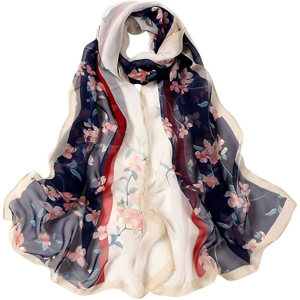 Satin Scarf Neck 160 * 50cm Dam Print Lång Mjuk Wrap Scarf Simulering