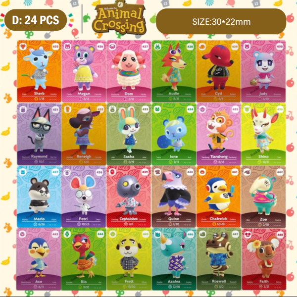 Animal Crossing Amiibo Series 5-kort 24ST 30*22MM 24PCS 86*54MM 24PCS 86*54MM