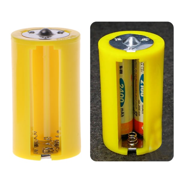 Batteriadapter Konverterstorlek För 3 AA-batteri till en D Batteriadapter för Case Converter Switcher Ändkapslar Tillbehör Yellow Yellow