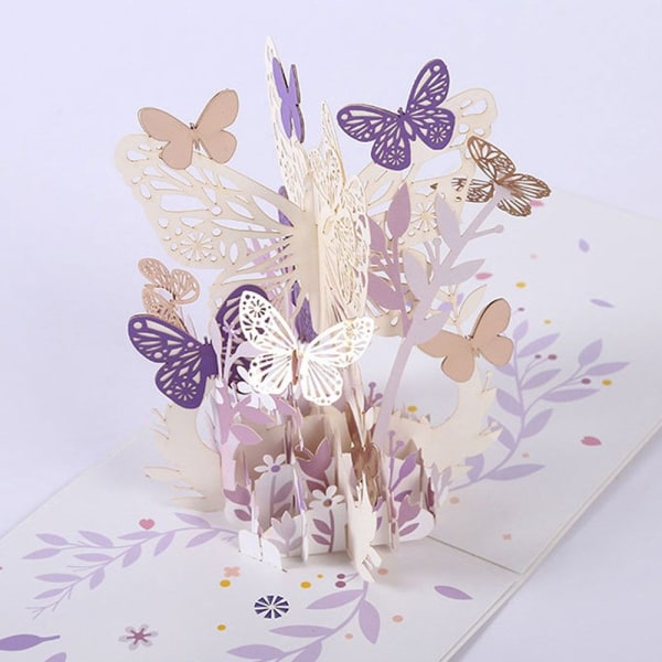 3D pop-up bukett papper blommor LILA LILA Purple Purple