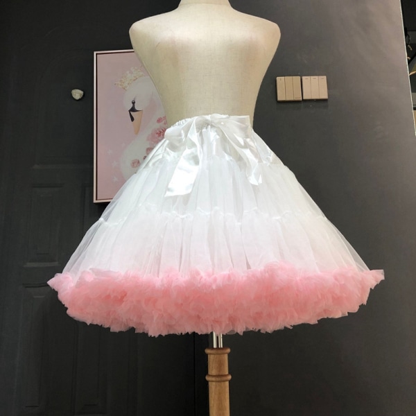 Women Petticoat Lolita Tutu Skirt Underskirt Short Crinoline Co Pink one size
