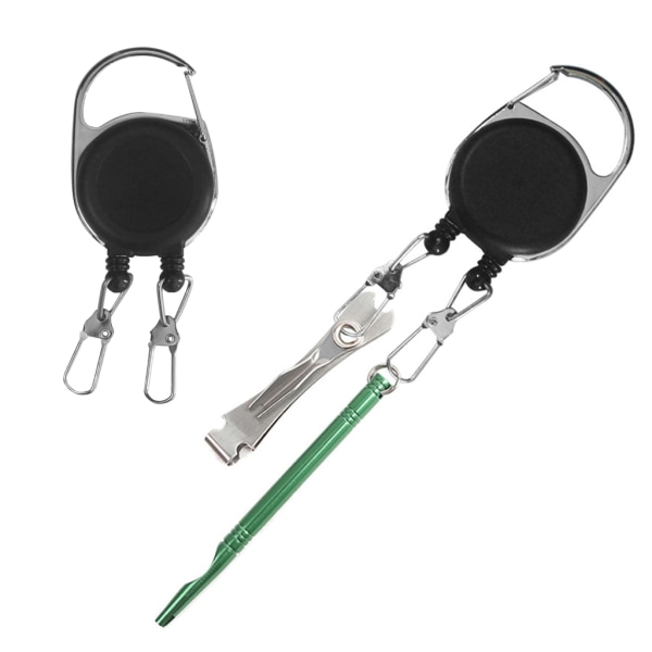 Infällbar nyckelring med rullsnöre med dubbla huvuden design nyckelringar ID-kort-hållare