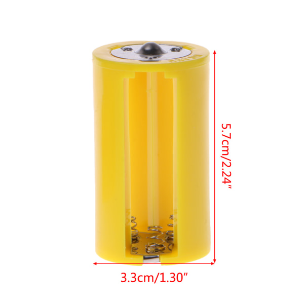 Batteriadapter Konverterstorlek För 3 AA-batteri till en D Batteriadapter för Case Converter Switcher Ändkapslar Tillbehör Yellow Yellow