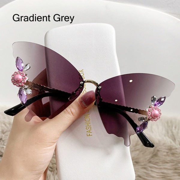 Crystal Butterfly Solglasögon Båglösa Solglasögon GRADIENT GREY Gradient Grey Gradient Grey